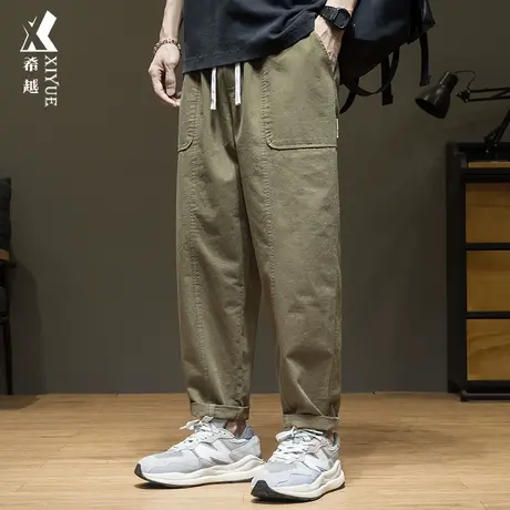 希越秋季日系复古休闲裤子男士秋冬潮流宽松大码百搭锥形直筒长裤商品大图