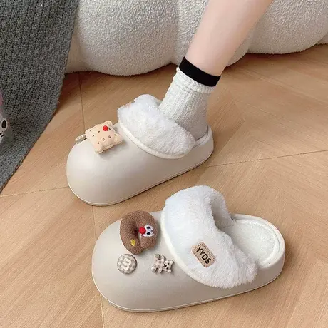 网红毛毛拖鞋女外穿2023年秋季新款加绒保暖厚底毛毛鞋包头半拖鞋商品大图