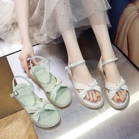 一字扣凉鞋女夏外穿2023新款百搭厚底时尚沙滩休闲鞋子网红女士凉商品大图