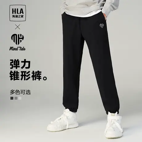 HLA/海澜之家中国心松紧腰休闲裤2023秋季新款宽松束脚口卫裤男商品大图