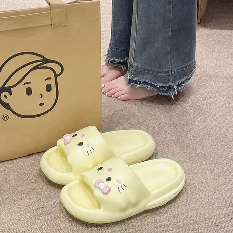 厚底拖鞋女款夏季外穿卡通可爱猫咪室内居家浴室防滑踩屎感凉拖鞋商品大图
