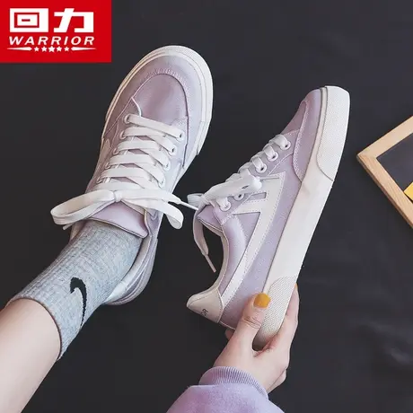 回力女鞋帆布鞋女薄款2023年春季新款低帮小白鞋紫色ins潮板鞋子商品大图