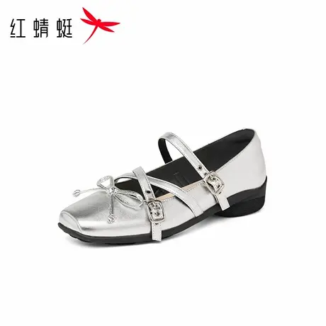 【好物体验专享】红蜻蜓芭蕾鞋女2025夏季女鞋法式银色玛丽珍鞋图片