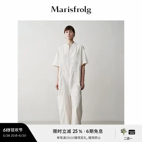 【精简美学】玛丝菲尔夏季时尚简约无领拉链大贴袋连体裤图片
