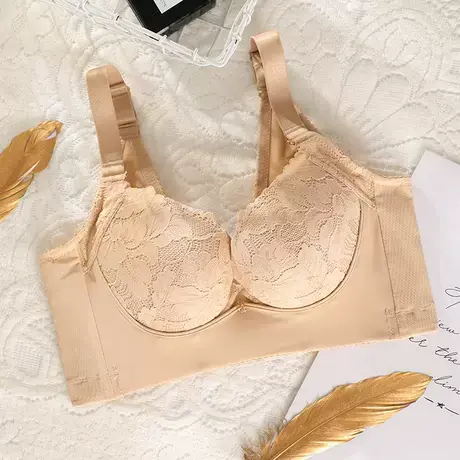 奥维丝丽修塑系列内衣女聚拢上托软钢圈厚款收副乳调整型蕾丝文胸商品大图