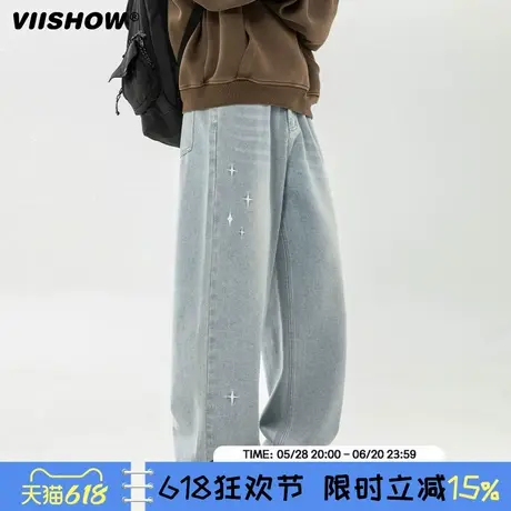 VIISHOW水洗直筒宽松廓形牛仔裤男2025年春季新品简约潮流行长裤商品大图