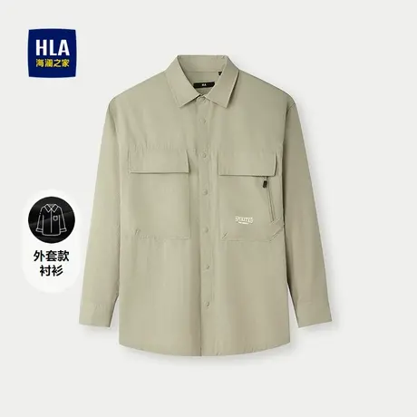 HLA/海澜之家外套款长袖休闲衬衫25春夏新工装潮印花时尚衬衣男装商品大图