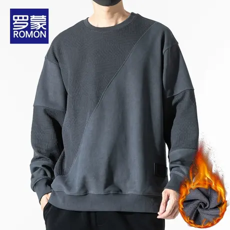 罗蒙加绒卫衣男秋冬款拼接男款衣服冬季2025新款男士长袖大码男装图片
