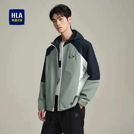 HLA/海澜之家抽绳连帽夹克25春夏新款磁吸拉链字母小标工装外套男商品大图