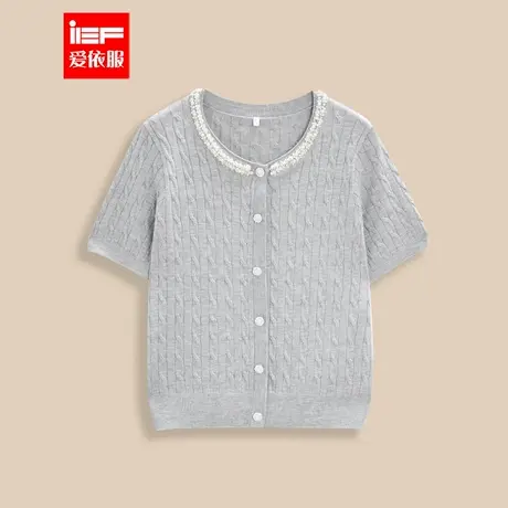 IEF/爱依服T恤短袖2025夏季新款名媛气质温柔通勤时尚感毛织上衣商品大图