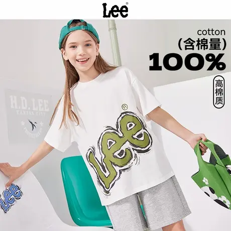 lee童装女童2025新款夏套装儿童潮牌短袖短裤两件套男童夏装薄款图片