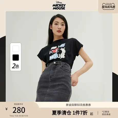 【迪士尼米奇系列】【商场同款】PRICH2023夏新款翻边宽袖短袖女商品大图