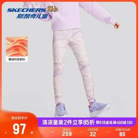 Skechers斯凯奇童装女童针织紧身长裤儿童夏季百搭时尚运动休闲裤商品大图
