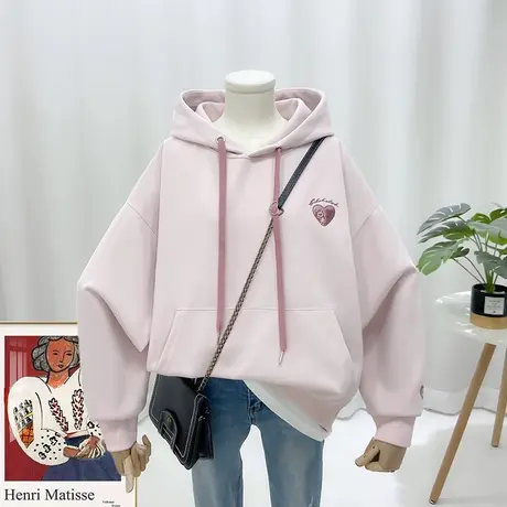 2023年春季新款卫衣连帽假两件刺绣长袖休闲女士百搭2553宽松显瘦商品大图
