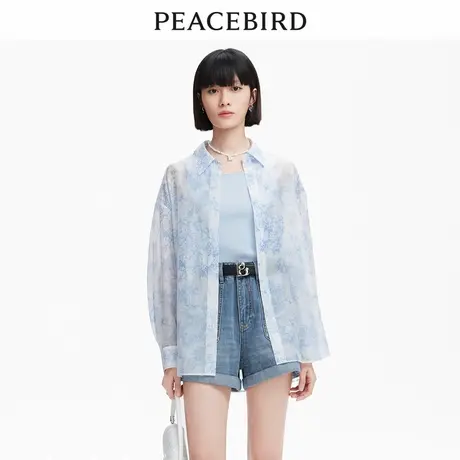 【悟空粉丝专享】 太平鸟国风印花长袖衬衫薄款A1CAD26商品大图