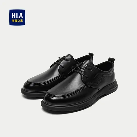 HLA/海澜之家透气休闲鞋2025新款圆头系带橡胶底休闲皮鞋男商品大图