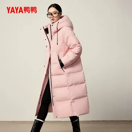鸭鸭云感泡芙羽绒服女2025冬季新款长款加厚连帽保暖宽松外套J商品大图