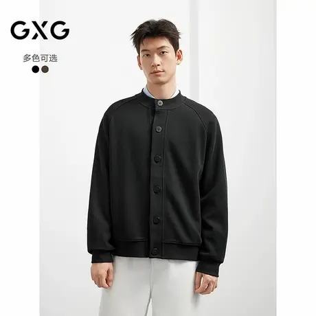 25年秋季新品GXG男装双色可选休闲开襟纽扣卫衣男百搭小立领卫衣图片