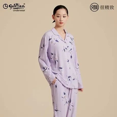 金利来女士睡衣2025新款秋季莫代尔法式高级感家居服长袖印花套装商品大图