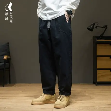 简约百搭直筒休闲裤子男款宽松大码纯棉工装裤男2023秋季新款男裤商品大图