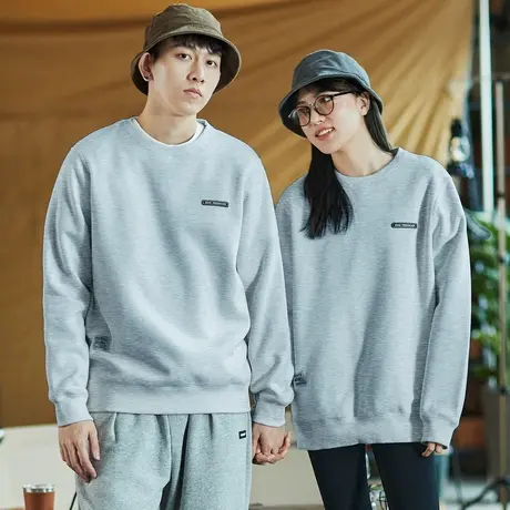 唐狮春秋季新款圆领卫衣男款休闲宽松灰色套头衫情侣装潮rtTE图片