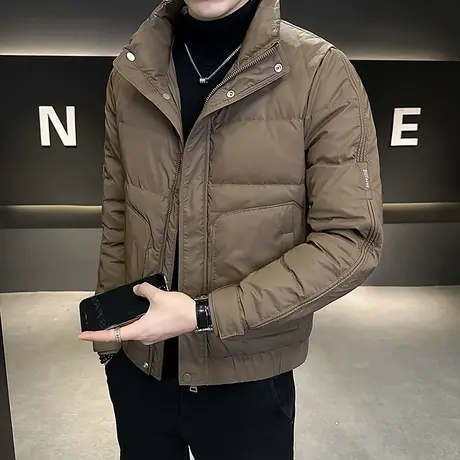 冬季羽绒服男2023潮流轻薄个性痞帅短款立领高级休闲加厚棉服外套图片
