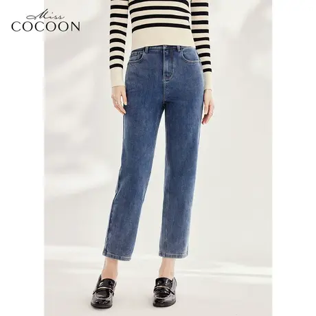 missCOCOON火山岩牛仔裤女2023新款春季高腰直筒显瘦时尚休闲裤子商品大图