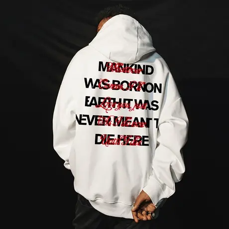 Nuthink美式高街字母卫衣潮牌男连帽宽松加绒加厚春季保暖外套潮商品大图