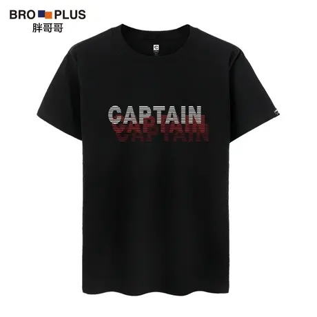 胖哥哥大码t恤男短袖新款圆领纯棉体恤加肥加大男士黑色T恤汗衫商品大图