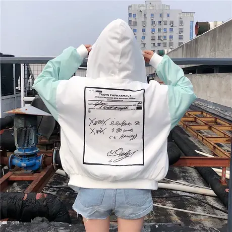 防晒衣女2023夏季新款印花长袖宽松透气防晒服薄款上衣连帽短外套商品大图