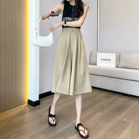 卡色阔腿七分裤女夏季2024薄款高腰垂感宽松显瘦小个子休闲直筒裤商品大图