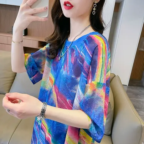 冰丝凉感短袖t恤女夏季韩版宽松薄款速干运动休闲瑜伽健身上衣服商品大图