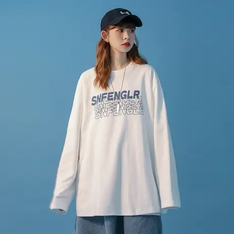 vintage美式复古大码长袖t恤女ins宽松洋气潮牌超火cec打底衫上衣商品大图