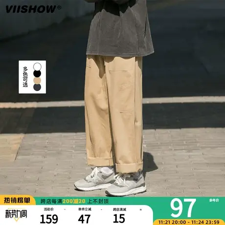 VIISHOW日系工装裤子男街头ins宽松直筒裤春秋款潮牌阔腿休闲长裤图片