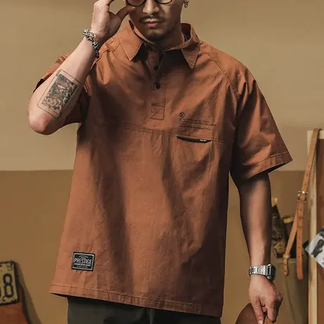 潮流宽松夏季薄款polo衫时尚百搭休闲男装纯色大码简约运动男装商品大图