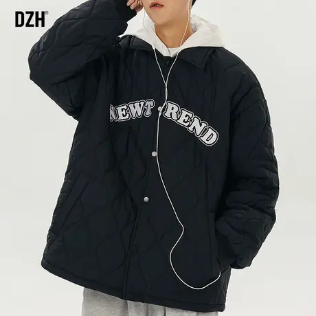 青少年日系菱格棉服男款冬季加厚2024新款翻领棉衣外套冬装高级感商品大图