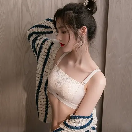 防走光内衣女小胸聚拢2021新款爆款抹胸上托防下垂无钢圈文胸胸罩商品大图
