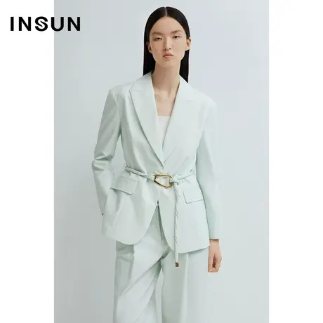INSUN恩裳夏季潮流治愈色系修身棉质西装装商品大图