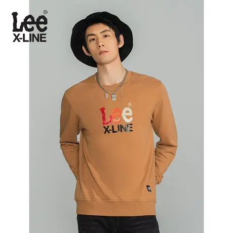 【直播间专享秒杀】LeeXLINE经典款标准版棕色圆领印花男款卫衣图片