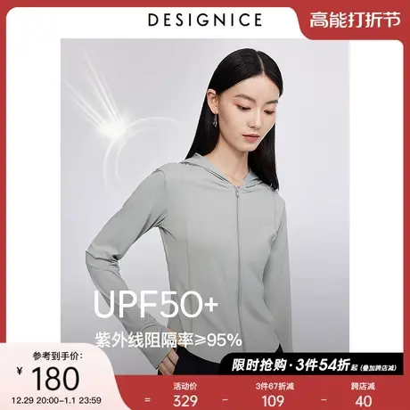 迪赛尼斯时尚防晒衣2023轻量户外通勤连帽薄款长袖烟灰短外套女图片