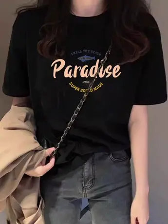 夏季新款2024年爆款纯棉短袖T恤女显瘦休闲百搭黑色宽松打底衫潮图片