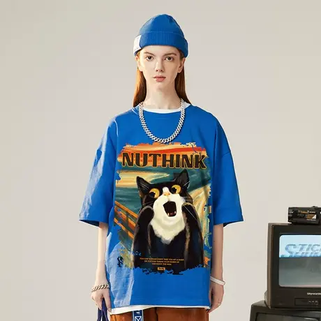 日系原宿风卡通短袖T恤男潮中性风潮流宽松oversize大码男装半袖商品大图