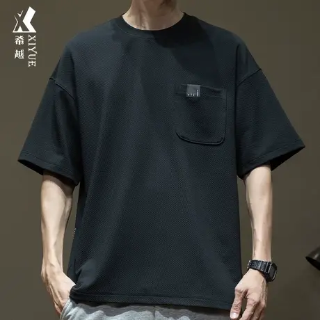 希越280G重磅短袖T恤男春夏新款宽松大码潮牌印花男士圆领上衣服商品大图