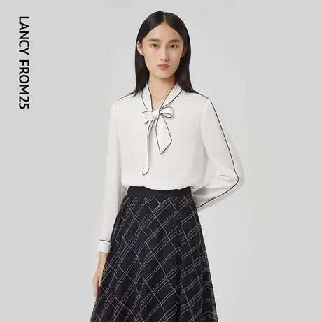 LANCY/悦朗姿2023春季新款飘带衬衫女高级感通勤女款衬衣内搭图片