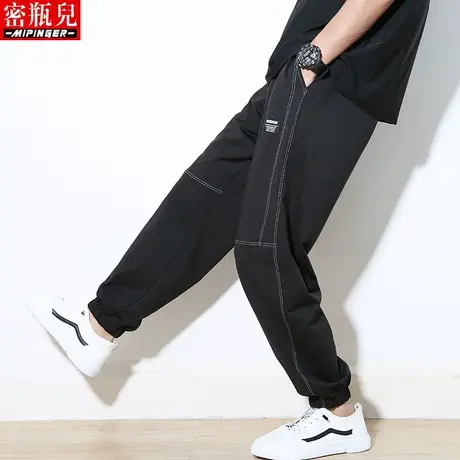 密瓶儿加绒潮牌休闲裤男秋冬季男士大码胖子裤子男青少年运动裤男商品大图