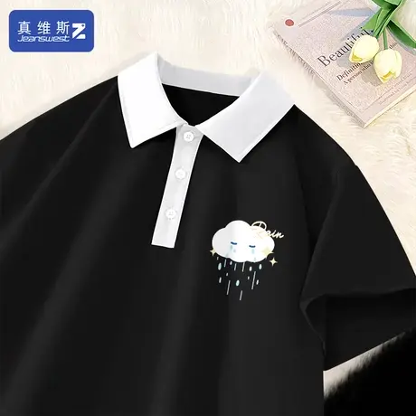 真维斯Z+夏季polo衫女纯棉短袖t恤2024夏季新款个性减龄半袖上衣H图片