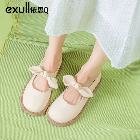 依思q法式玛丽珍鞋2024新款蝴蝶结配裙子粗跟仙女鞋温柔单鞋女秋商品大图