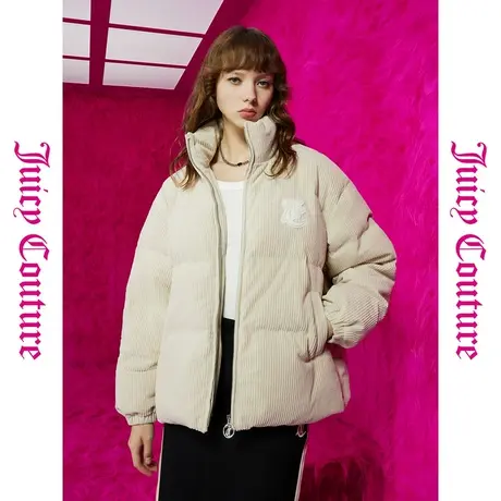 Juicy Couture橘滋初秋冬新款奶油饼干刺绣灯芯绒女羽绒服商品大图