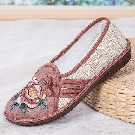 步锦轩老北京布鞋女新款夏老人奶奶鞋中老年人一脚蹬网面透气女鞋商品大图