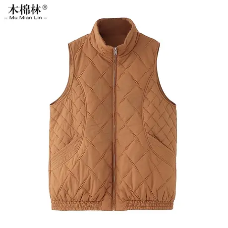 别致小众菱格棉服马甲外套加厚保暖防水胖妹妹mm休闲时尚遮肉显瘦商品大图